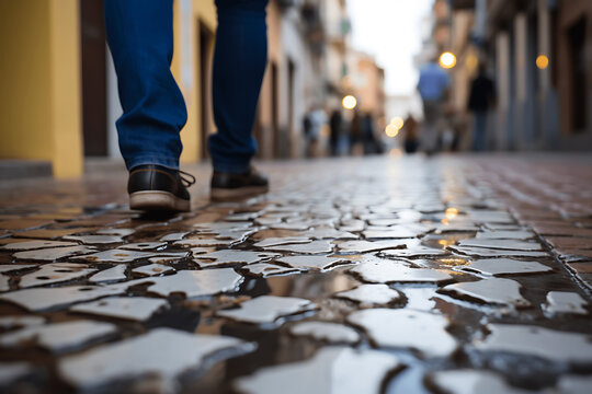 Piernas de un hombre andando por la calle