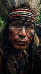 indigenous man from amazonas taking a selfie