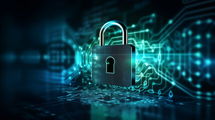 Lock Icon indicating Protecting Data with Cybersecurity. Privacy concepts, Internet and Network Security.