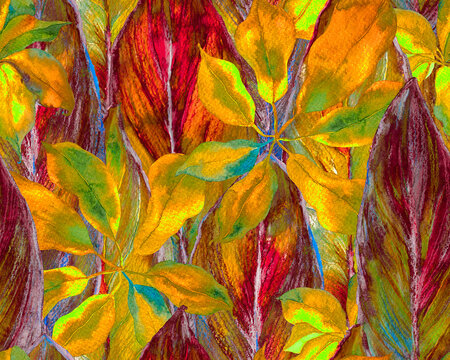 Schefflera Arboricola Seamless Pattern.