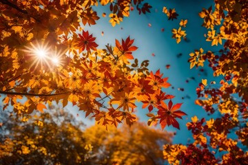 Unleash the vibrant kaleidoscope of colors in exquisite detail encapsulating the fragrant allure of autumnal blossoms in a breathtaking photograph. --