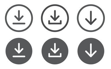 Download icon vector set . Install symbols. Download symbol in circle. Vector illustration