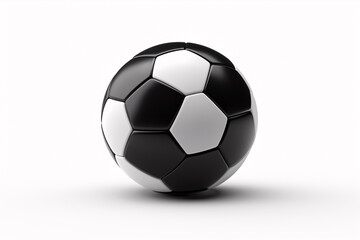 A dark soccer ball stands out on a plain whitish background.