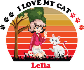 Lelia Is My Cute Cat, Cat name t-shirt Design