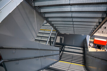 Emergency exit, metal staircase with steps