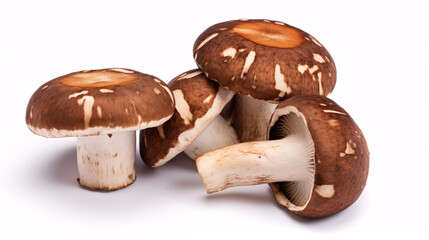 Fototapeta premium Isolated Shiitake Fungi on a plain white surface.