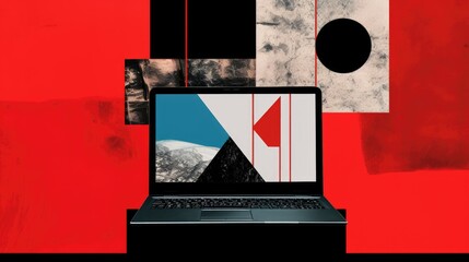 illustration of a laptop collage abstract