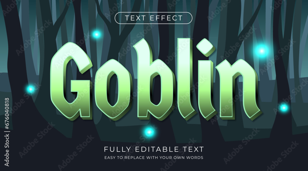 Poster editable text effect goblin in green color