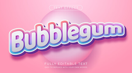 Editable text effect bubblegum candy with pink color