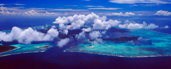 French Polynesia: Airshot from Bora Bora Island Lagoon