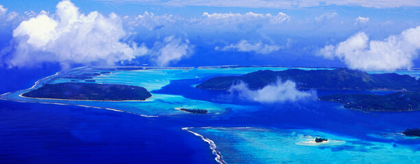 French Polynesia: Airshot from Bora Bora Island Lagoon