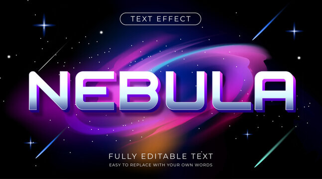 Editable text effect outer space galaxy theme