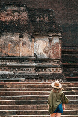 Dziewczyna Zwiedzania Miasto Antyczne Buddyjska Sri Lanka Polonnaruwa