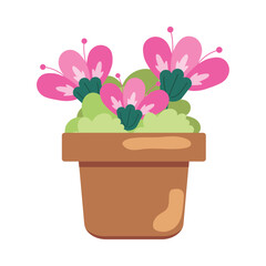 Isolated colored cute indoor flower icon Vector