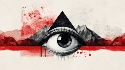 illustration of a eye collage abstract - obrazy, fototapety, plakaty