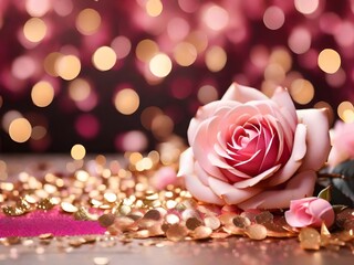 pink rose petal with pink bokeh