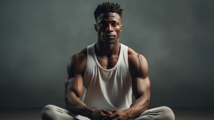 Fit, muscular, black male model. - obrazy, fototapety, plakaty