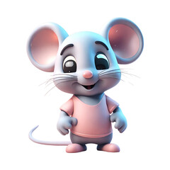 A cartoon mouse wearing a pink shirt