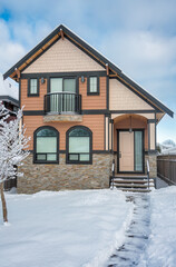 Brand new residential houses on winter season in Vancouver, Canada