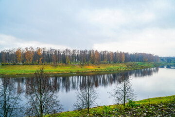 landscape with lake and trees