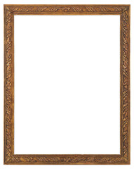 Gilded patterned frame of a painting in the Baroque style on a transparent background, in PNG format.