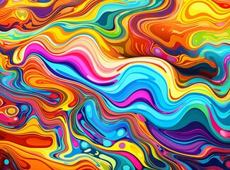 Obraz premium a psychedelic pattern of bright colored lines, artistic doodles, colorful moebius, psychedelic landscapes