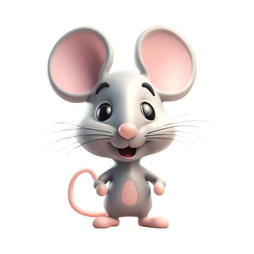 A cartoon mouse with big ears and long tail