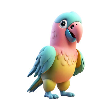 A cartoon parrot standing on a black background