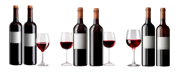 Red Wine Bottle and wine cups Designs with Blank Labels Elevate Your Wine Branding with These Eye-Catching Designs
