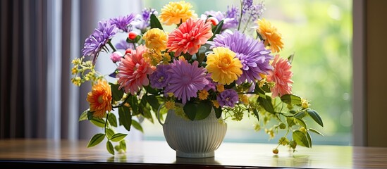 I love the floral design of the summer flower arrangement that brings a burst of nature s vibrant colors into my home office creating a heartwarming and refreshing atmosphere on the table I