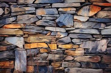 a stone wall with many different colors, light navy and light amber, whistlerian, ricoh ff-9d