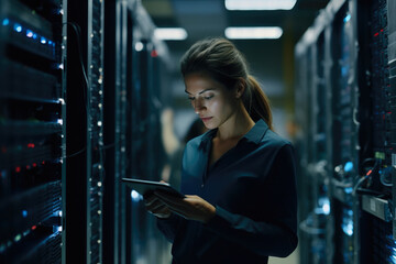 Tech Savvy: Woman Managing Server Power