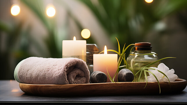 Entspannung, Massage, Spa, Kerzenlich, wohlf&uuml;hlend, Visual, gr&uuml;n, natur, yoga