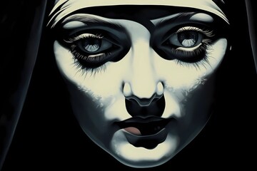 nuns, illustrations of monastic life in the church, religious painting