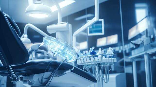 professional female dentist in protective mask and gloves using dental tool while working in modern clinic photography ::10 , 8k, 8k render