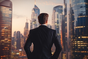 Skyscraper Symphony: Businessman's Perspective