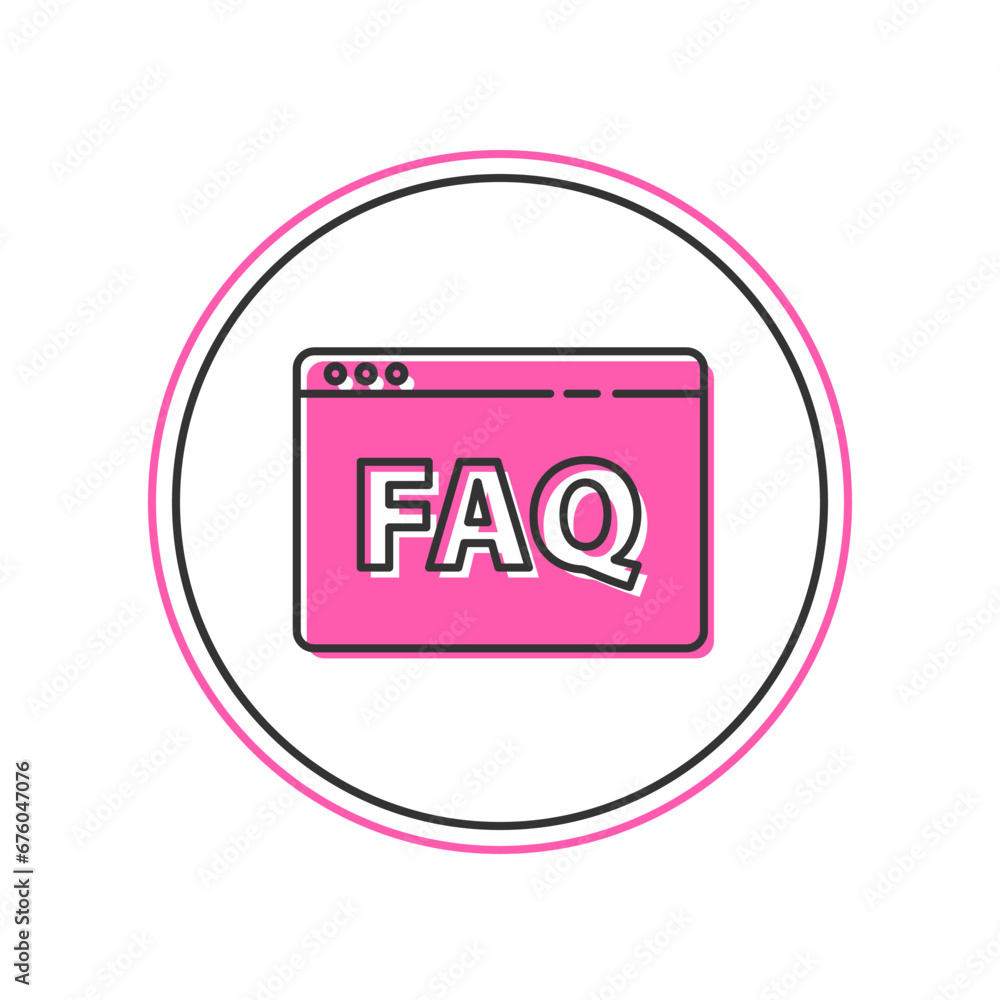Poster filled outline browser faq icon isolated on white background. internet communication protocol. vecto