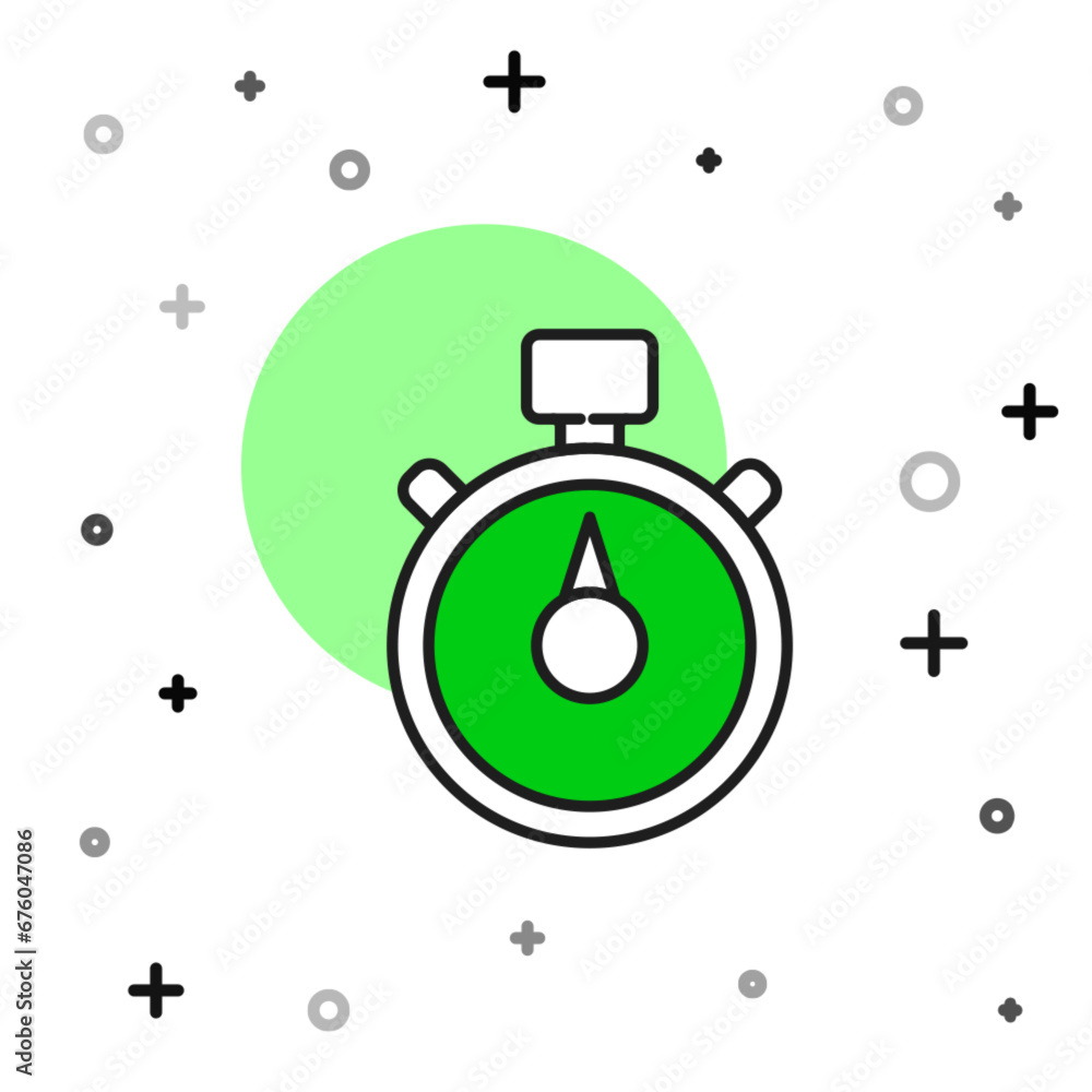 Poster filled outline stopwatch icon isolated on white background. time timer sign. chronometer sign. vecto