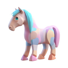 Whimsical Playmate Toy Horse with Vibrant Blue Mane