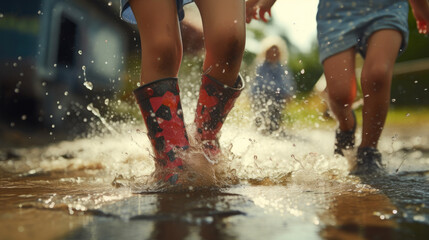 Carefree Kids Embrace the Summer Rain