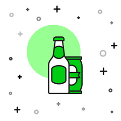 Filled outline Beer bottle and beer can icon isolated on white background. Vector