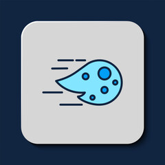 Filled outline Fireball icon isolated on blue background. Vector