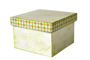 gift box with lid packaging for objects hard case with side view and space for text on white background