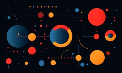 colorful circles and dots on a dark background, animated shapes