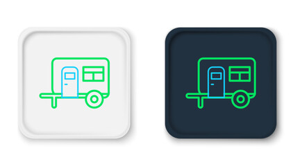 Line Rv Camping trailer icon isolated on white background. Travel mobile home, caravan, home camper for travel. Colorful outline concept. Vector
