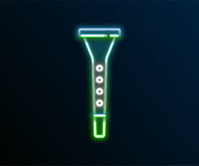 Glowing neon line Clarinet icon isolated on black background. Musical instrument. Colorful outline concept. Vector