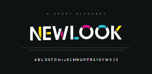 Future font creative modern alphabet fonts. Typography colorful bold with color dot regular. vector illustrator - obrazy, fototapety, plakaty