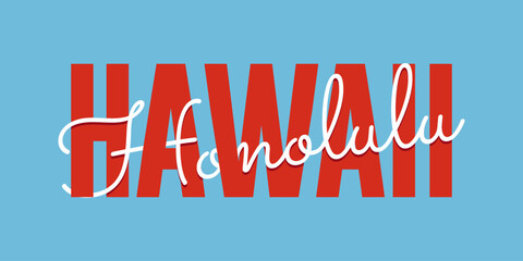 T-shirt stamp graphic, Sport wear typography emblem Hawaii, Honolulu vintage tee print, athletic apparel design shirt graphic print