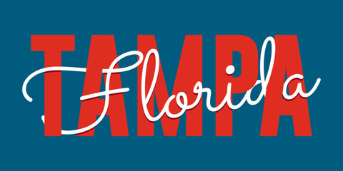 T-shirt stamp graphic, Sport wear typography emblem Tampa, Florida vintage tee print, athletic apparel design shirt graphic print