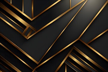 geometric black and gold background. gold lines on a dark background. background with stripes with copy space Illustration